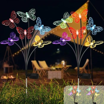 Napelemes Pillangó Fény Szabadtéri 2 Csomag Imbolygott Napelemes Kerti Lámpa Vízálló Változó Színű Napenergia Tét Fény A Kerti Út