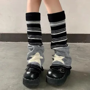 Esztétikai Vintage csillag csík varrás kötött Lábát Melegebb Nők Japán Kawaii Y2K Harajuku Tündér 2000-es évek Grunge E-lány Hosszú zokni