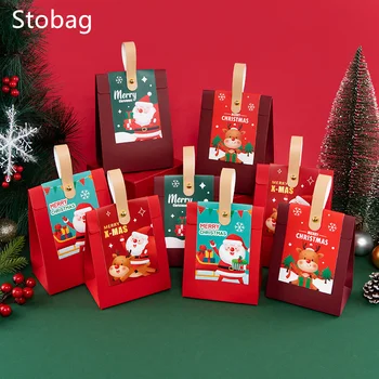 StoBag 10db Kezelni, Papír Doboz Üres Karácsony Édesség Ajándék Csomagolás Csomagolás Csokis Keksz Gyerekeknek Kedvez, szilveszteri Buli