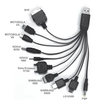 Multi 10 az 1-ben Univerzális többfunkciós mobiltelefon Játék USB Töltő Kábel, Töltő Vonal
