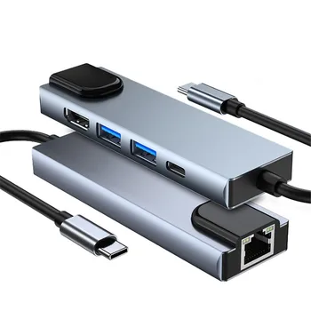 USB-C hub multi-port adapter Fast Ethernet port típus c-5 az 1-ben hub USB3.0 4k, HDMI-kompatibilis kimenet hálózat